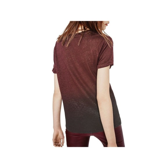 $125 Maje Women\'s Teamo Ombré Tee T-Shirt~Size 1 /Small~Bordeaux / Wine Coated
